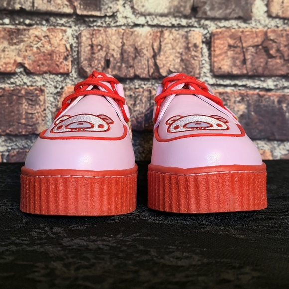 Pink and Red Platform Shoes with Cartoon Design - Picture 5 of 12